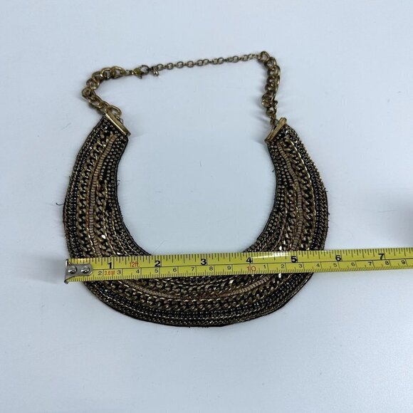 Gold Tone Color Collared Necklace Choker - Picture 3 of 4